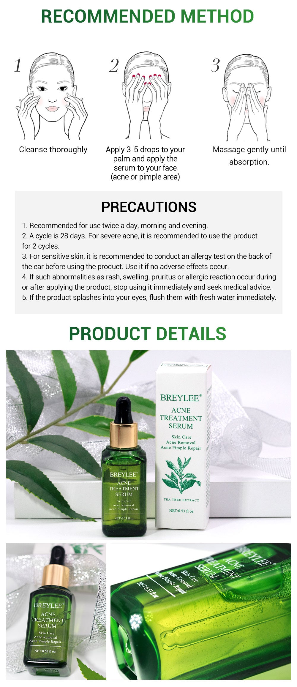 Camellia Sinensis Leaf Extract Anti-Acne Serum