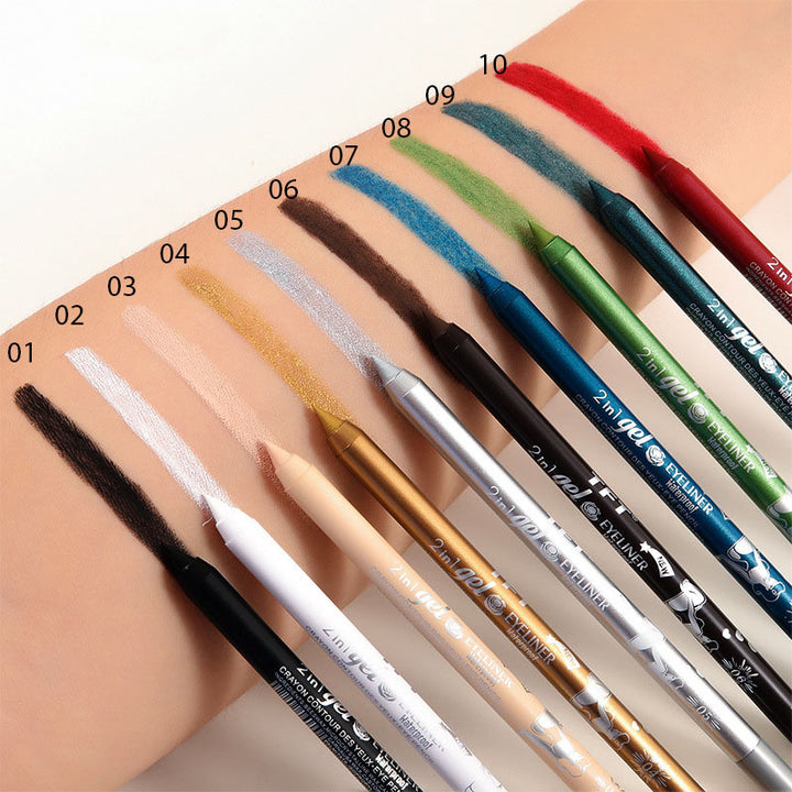 2 in 1 Gel Crayon Contour Des Yeux: Long-Lasting High Pigment Waterproof Eyeliner