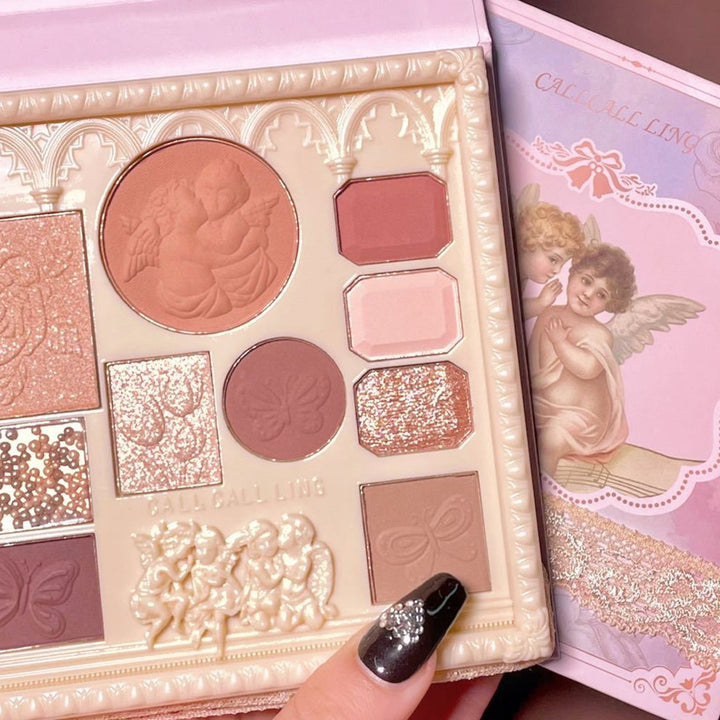 Celestial Glow Palette- The Embossed Angel All-in-One Eyeshadow, Blush & Highlighter Palette